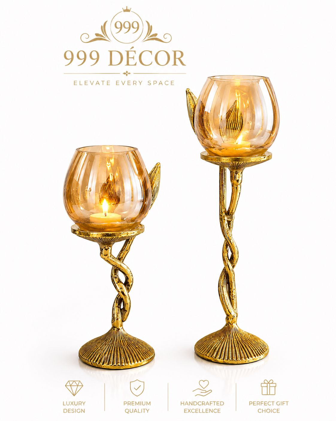 Luxury Golden Candle Holder Set