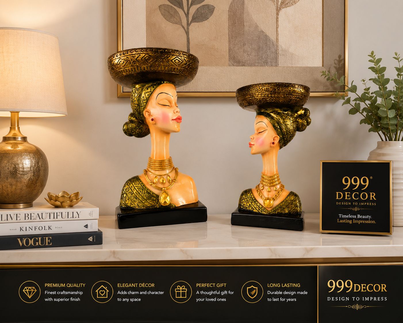 African Lady Decorative Bowl Set