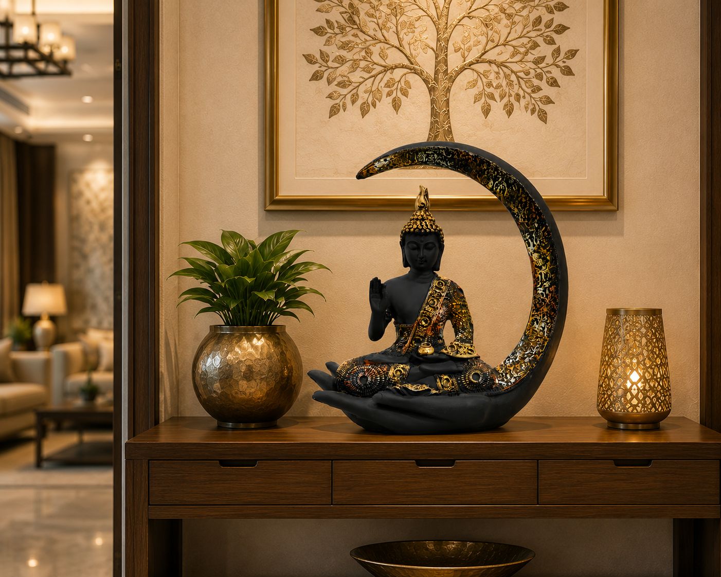 Buddha Moon Hand Statue