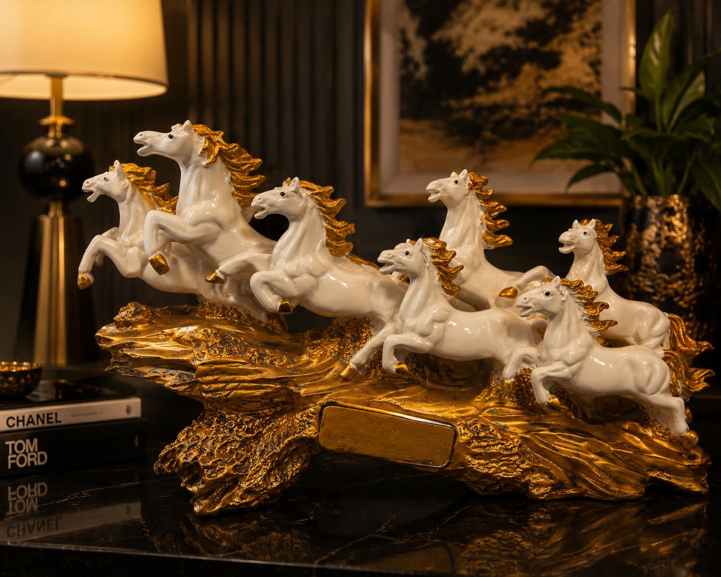 Luxury Seven Running Horses Showpiece